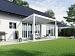 Aluminium overkapping DeLuxe muurbevest., 2 poten bediening handmatig Wit 360x400cm