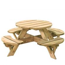W11012 Kinderpicknicktafel rond Jimmy, doorsnede blad 63 cm, groen geïmpregneerd.
