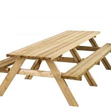 W11020 Picknicktafel Lange Jan, 40 mm dik, bladmaat 300 x 70 cm, groen geïmpregneerd.
