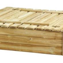 W12005 Zandbak Tom met deksel/zitbank 120 x 120 x 30 cm, groen geïmpregneerd.