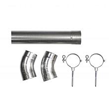 1012847 Hemelwaterafvoer verzinkt Ø 8 cm, 275 cm lang. Incl. 2 klemmen, 2 bochten en bevestigingsmat