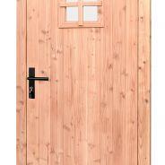 1024088 Douglas dichte enkele deur met ruitje 90x201 cm, rechtsdraaiend, zwarte hengen, zwart beslag