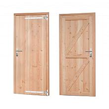 1024092 Douglas dichte enkele deur 90x201 cm, rechtsdraaiend, verzinkte hengen, RVS beslag, kleurloo