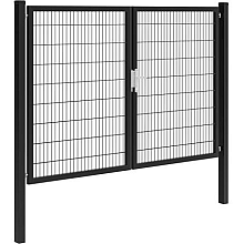 1052657 Hillfence metalen dubbele poort Premium-line inclusief slot, 300 x 180 cm, zwart.