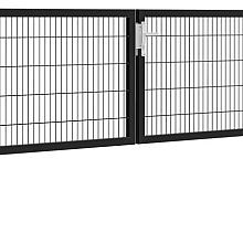 1052656 Hillfence metalen dubbele poort Premium-line inclusief slot, 300 x 100 cm, zwart.