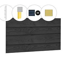 1026975 Zweeds rabat douglas enkelzijdige wand B, 228,5 x 224 cm, zwart geïmpregneerd.