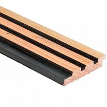 1058474 Douglas geschaafd triple profiel met afgeschaafde voorzijde 2,5 X 14 X 300 cm, zwart gespote