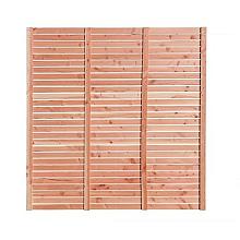 1060803 Douglas enkelzijdig geschaafd latten scherm, recht horizontaal, 180 x 180 cm.