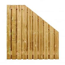 1064127 Grenen geschaafd plankenscherm 21-planks 15 mm, 180 x 180-90 cm, verticaal, recht aflopend, 