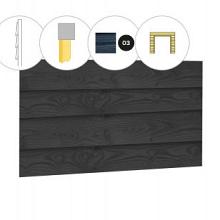 1013683 Zweeds rabat douglas enkelzijdige wand B, t.b.v. dubbele deur, 228,5 x 224 cm, zwart geïmpre