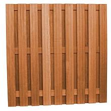 1063695 Hardhouten geschaafd plankenscherm 20-planks 14 mm, recht verticaal, 180 x 180 cm, betonsyst