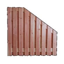 1064418 Douglas geschaafd plankenscherm 19-planks 16 mm, 180 x 180-90 cm, verticaal 4 recht dan aflo