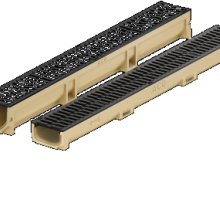 Euroline goot L=100cm met onderuitloop 11cm, incl. gietzijeren sleufrooster