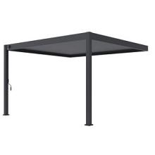 Aluminium overkapping DeLuxe muurbevest., 2 poten bediening handmatig Antraciet 300x360cm