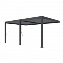 Aluminium overkapping DeLuxe muurbevest., 3 poten bediening handmatig Antraciet 360x530cm