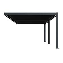 Aluminium overkapping Premium elektrisch+LED muurbevest., 3 poten Antraciet 400x600 cm