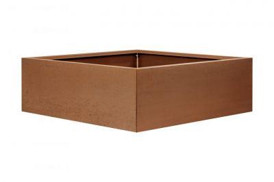Bloembak vlak - CORTEN 210x210x60cm, optie: bodemplaat