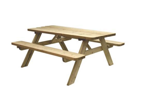 W11010 Picknicktafel Easy, 40 mm dik, bladmaat 180 x 70 cm, groen geïmpregneerd.