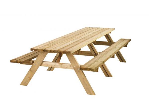 W11020 Picknicktafel Lange Jan, 40 mm dik, bladmaat 300 x 70 cm, groen geïmpregneerd.