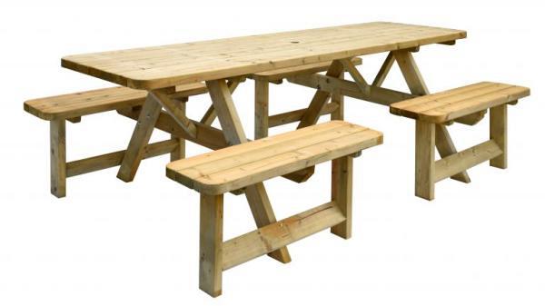 W11032 Picknicktafel Family, bladmaat 70 x 240 cm, groen geïmpregneerd.