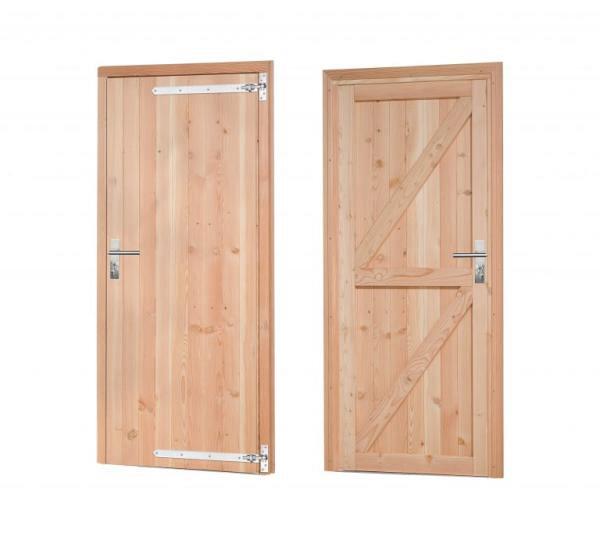 1024092 Douglas dichte enkele deur 90x201 cm, rechtsdraaiend, verzinkte hengen, RVS beslag, kleurloo