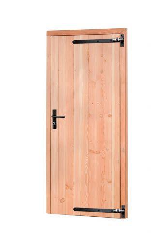 1060691 Douglas dichte enkele deur 90x201 cm, rechtsdraaiend, zwarte hengen, zwart beslag, kleurloos